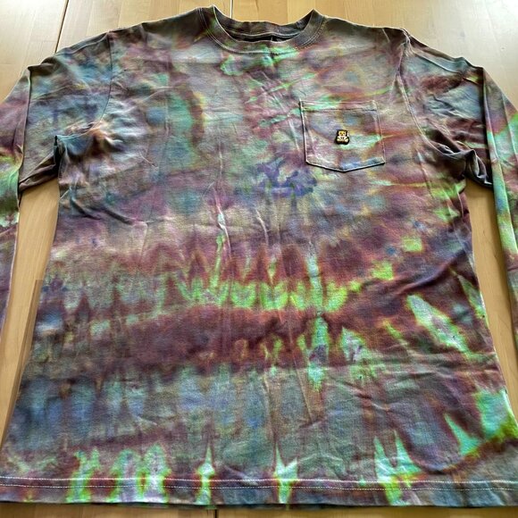 Teddy Fresh Unisex Long Sleeve Tee Shirt with Pocket size Medium CUSTOM TIE-DYED - Picture 2 of 8